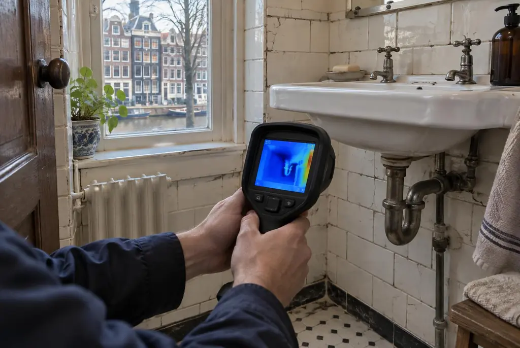 Lekdetectie Vreeland – badkamer met oude leidingen achter de tegels