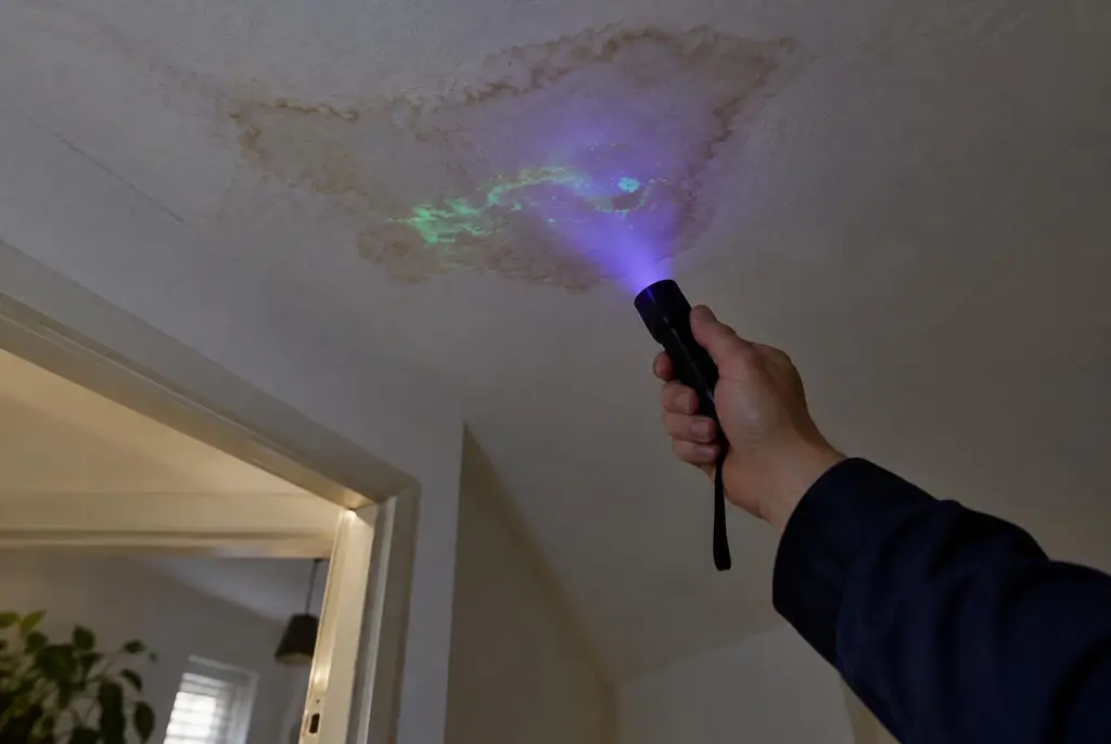 Lekdetectie Vreeland – kleurstof controleren op het plafond met uv-licht