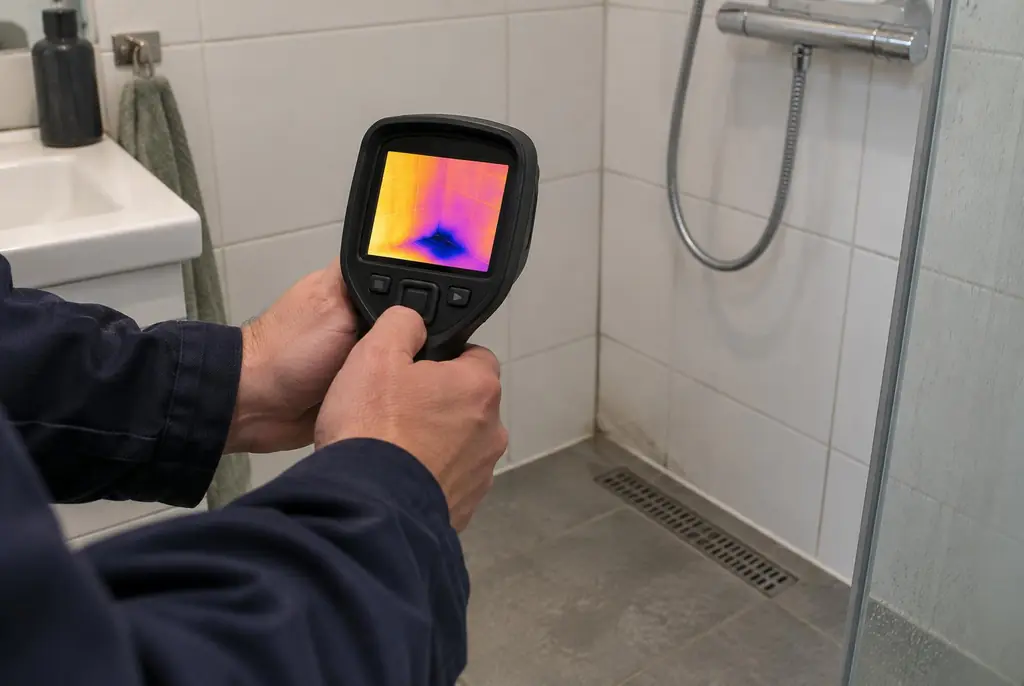 Lekdetectie Vreeland – lekdetectiespecialist met warmtebeeldcamera in een badkamer