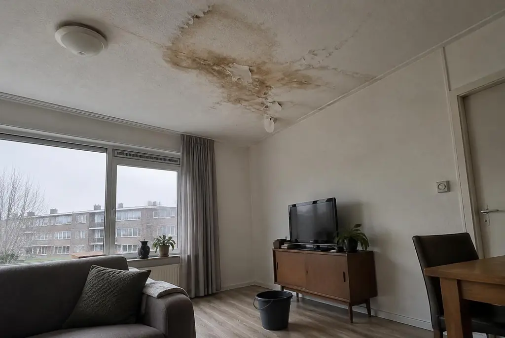 Lekdetectie Vreeland – vochtplek op het plafond onder een badkamer